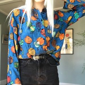 ☆ Vintage blue lantern button-up ☆